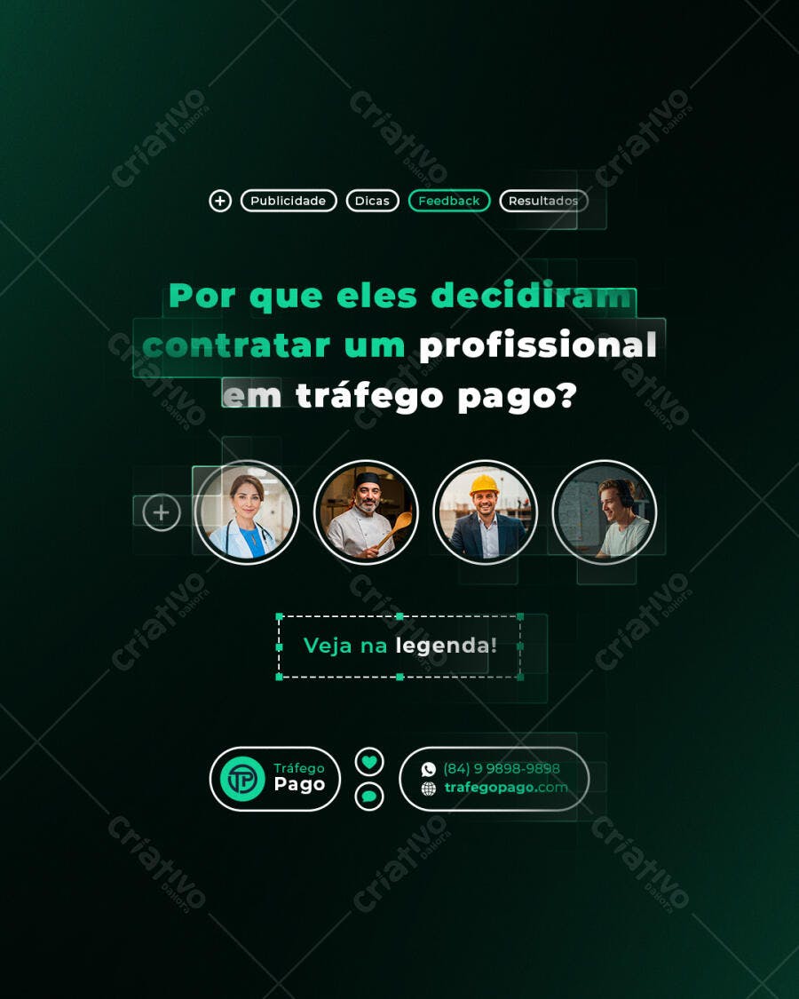 Post de Instagram para Profissionais PSD Editável