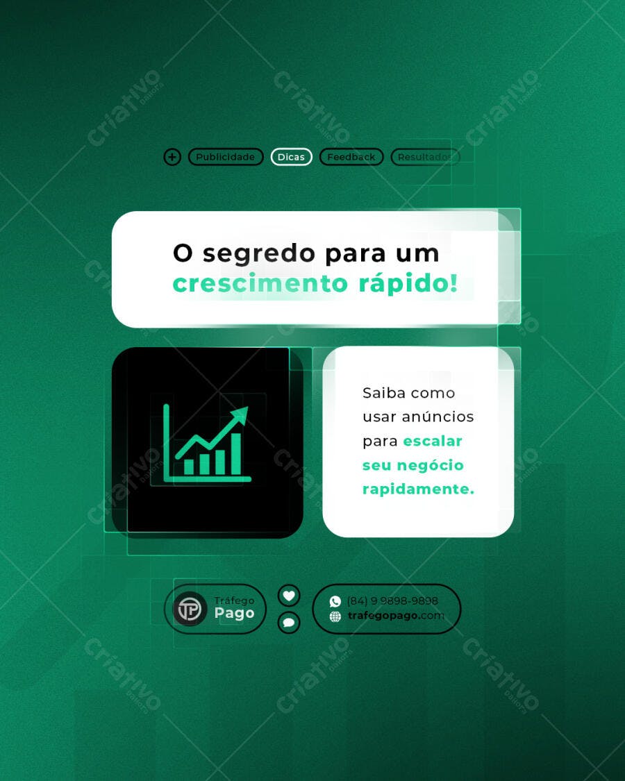 Post para Redes Sociais Crescimento Rápido PSD Editável