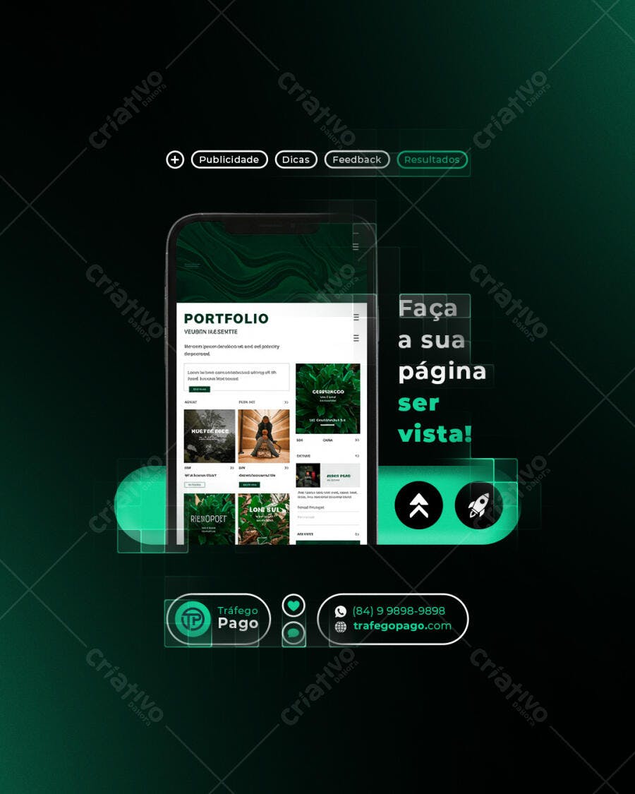 Modelo de Apresentação de Portfólio Verde Escuro PSD Editável