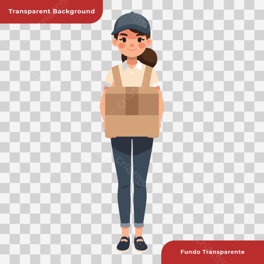 Ilustração de Entregadora PSD Editável
