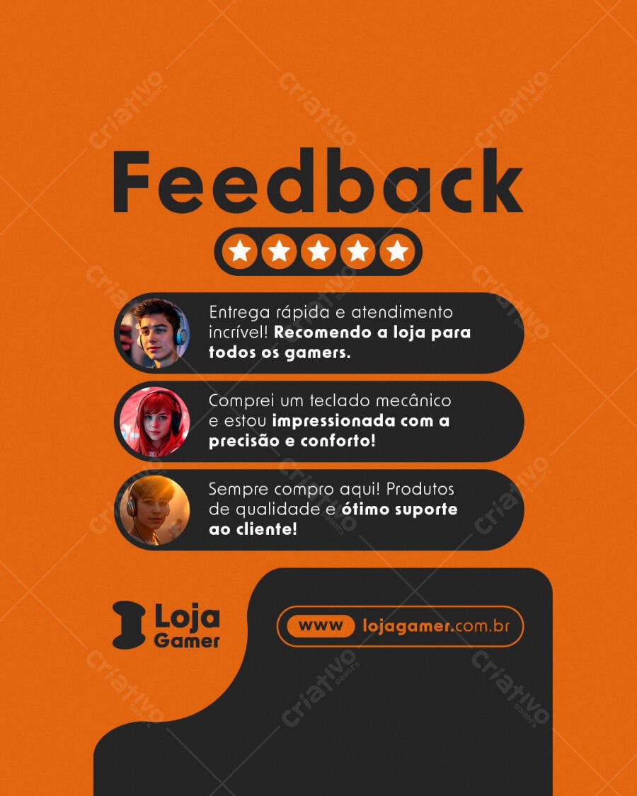 Postagem Feedback Loja Gamer PSD Editável