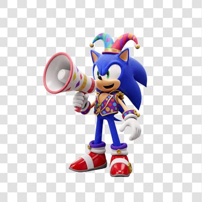 Personagem Sonic 3d com megafone  com fantasia de carnaval