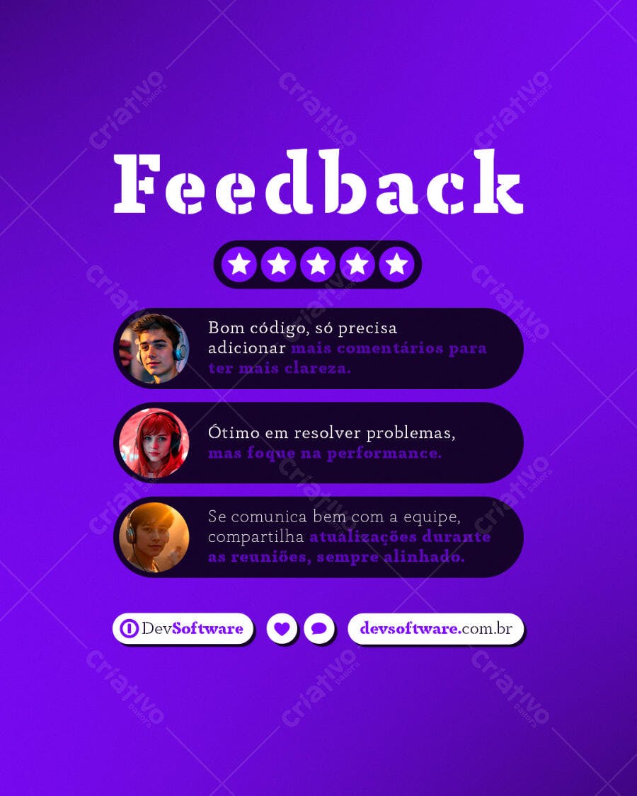Postagem Feedback para Redes Sociais PSD Editável