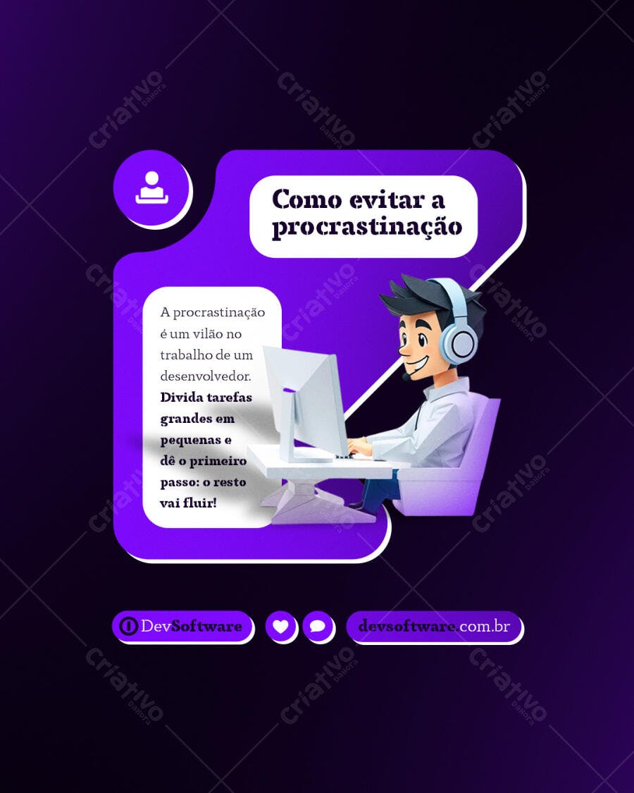 Postagem de Instagram Como Evitar a Procrastinação PSD Editável