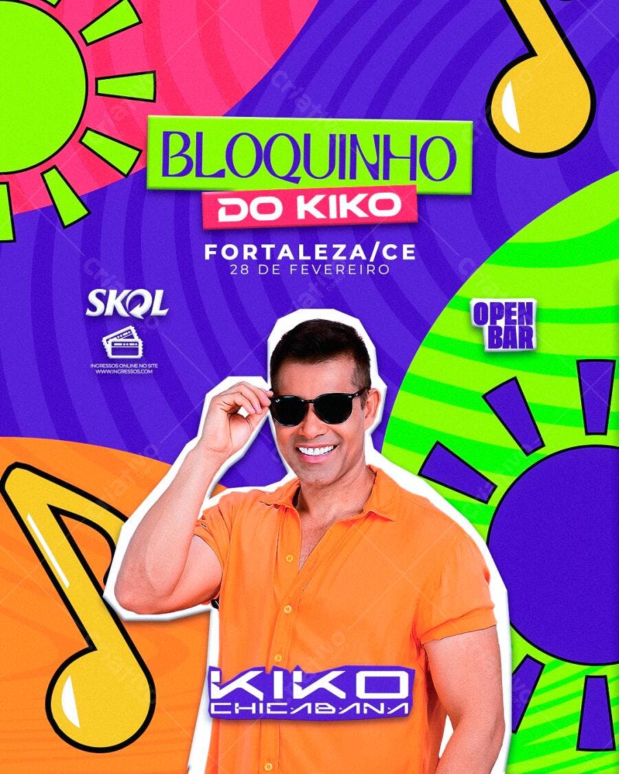 Flyer Bloquinho do Kiko Fortaleza PSD Editável