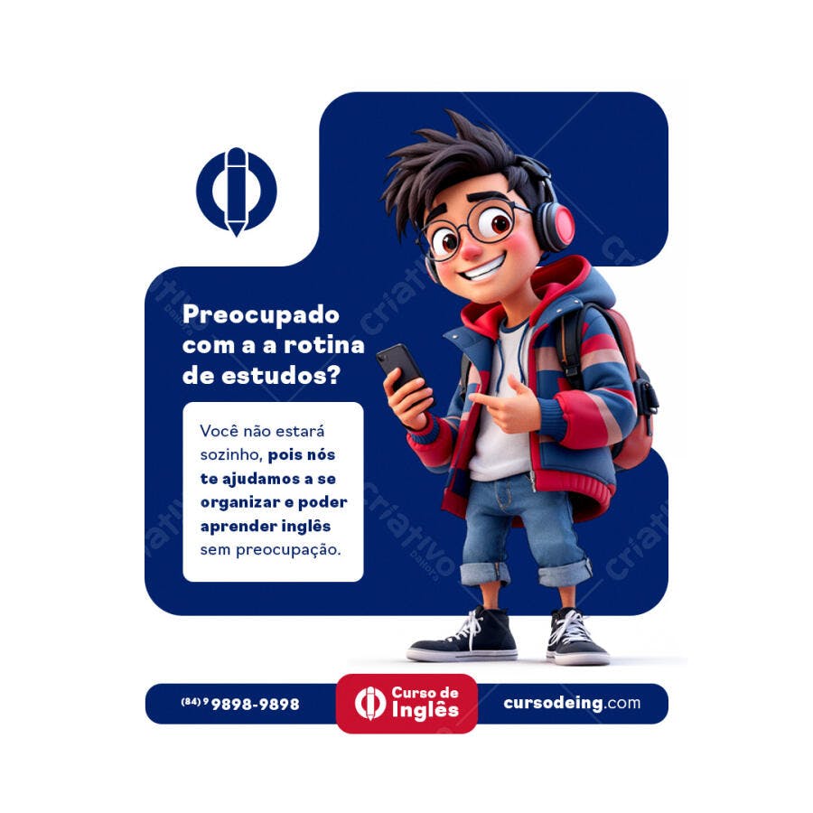 Flyer Curso de Inglês PSD Editável