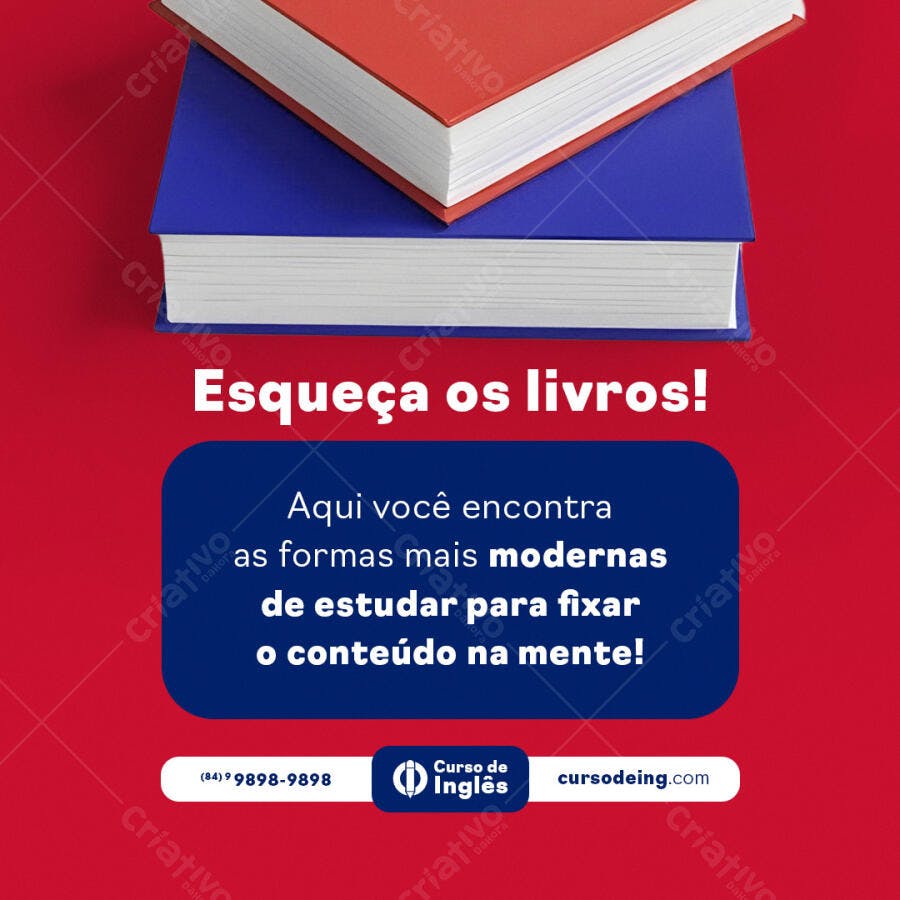 Post para Instagram Curso de Inglês PSD Editável
