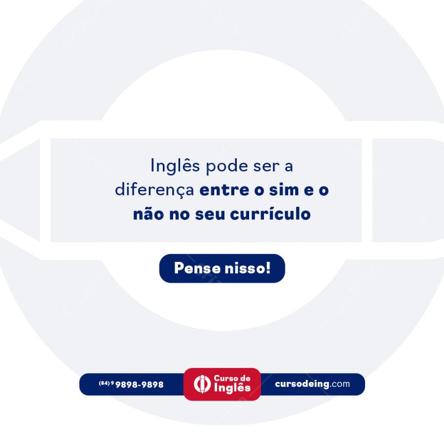Postagem de Mídia Social Curso de Inglês PSD Editável