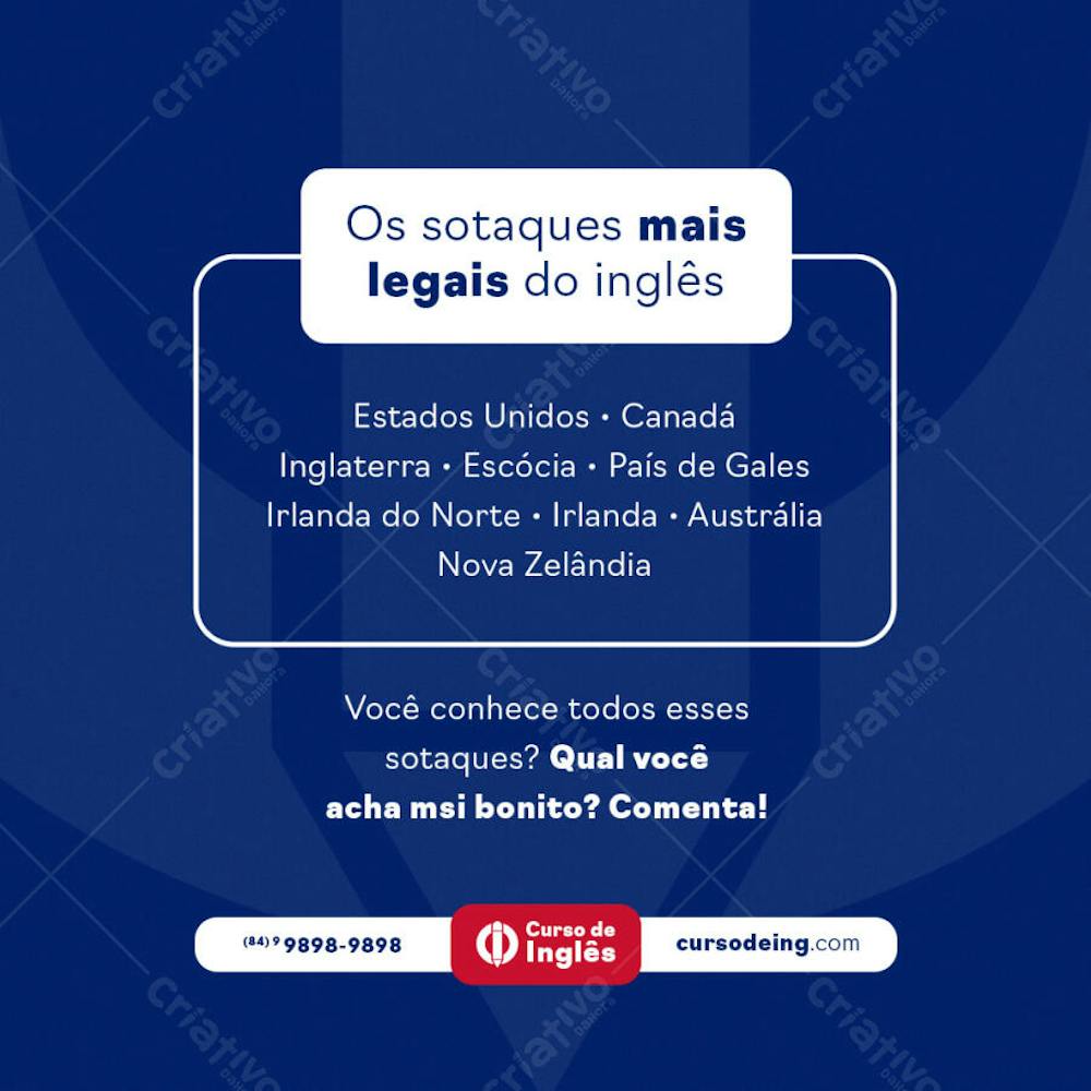 POST EDITÁVEL CURSO DE INGLÊS