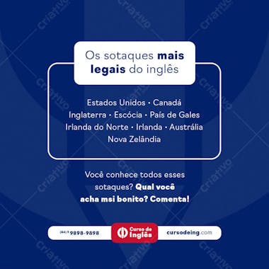 POST EDITÁVEL CURSO DE INGLÊS