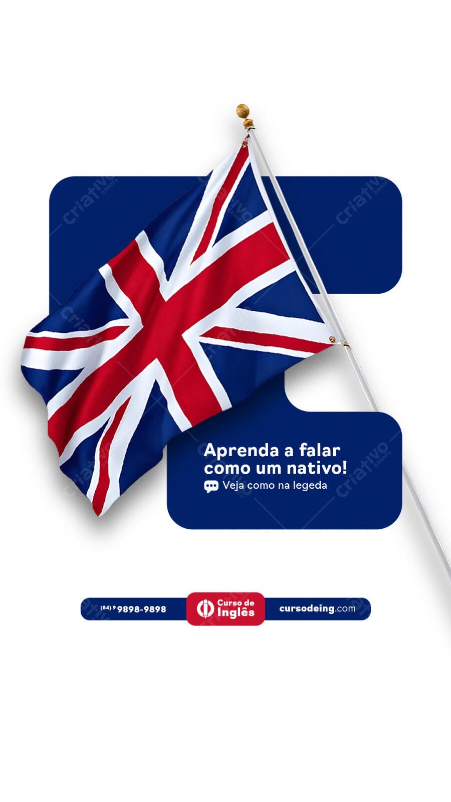 Flyer Curso de Inglês PSD Editável