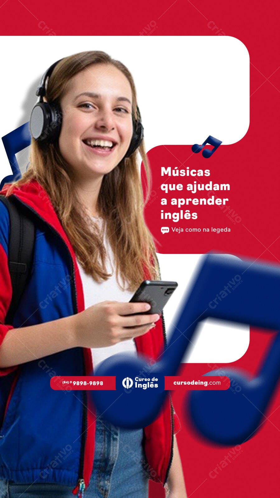 Post para Redes Sociais Curso de Inglês PSD Editável