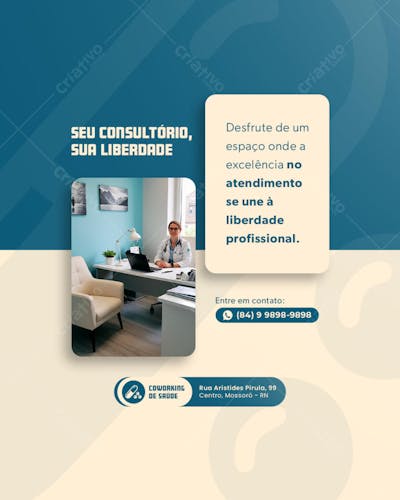 POST EDITÁVEL TEMPLATE COWORKING DE SAÚDE