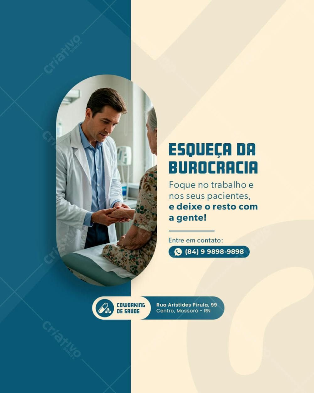 POST EDITÁVEL TEMPLATE COWORKING DE SAÚDE