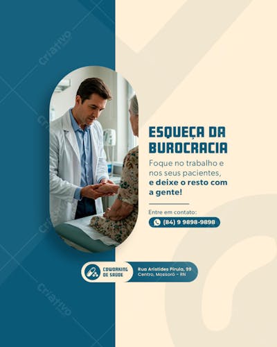 POST EDITÁVEL TEMPLATE COWORKING DE SAÚDE