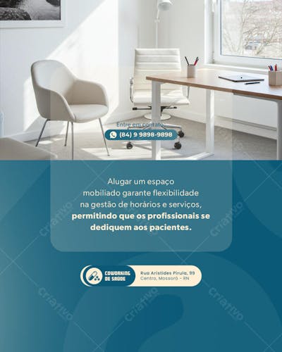 POST EDITÁVEL TEMPLATE COWORKING DE SAÚDE