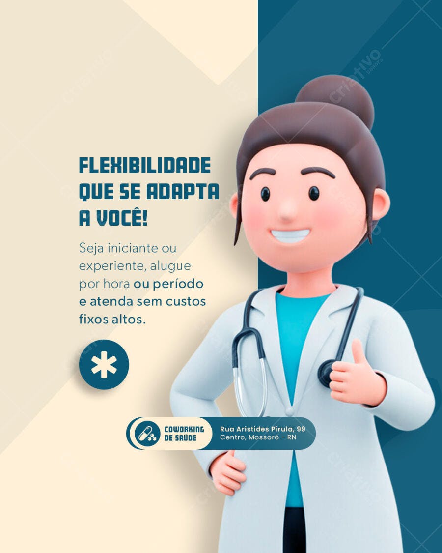Flyer Coworking de Saúde PSD Editável