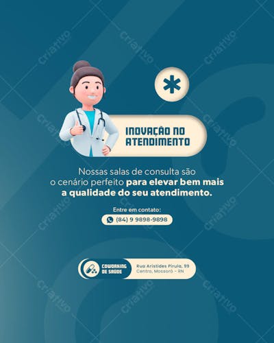 POST EDITÁVEL TEMPLATE COWORKING DE SAÚDE