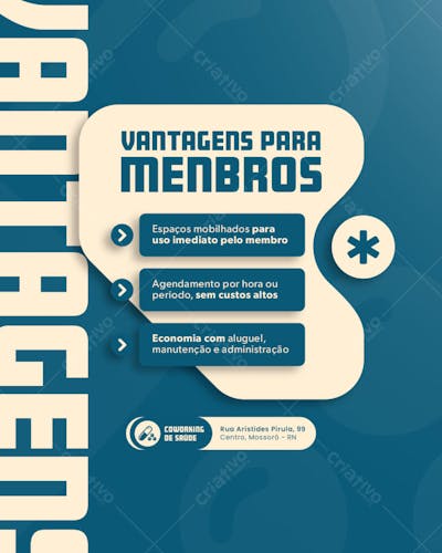 POST EDITÁVEL TEMPLATE COWORKING DE SAÚDE