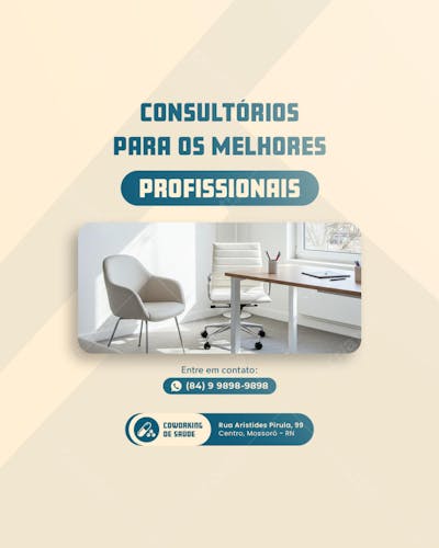 POST EDITÁVEL TEMPLATE COWORKING DE SAÚDE