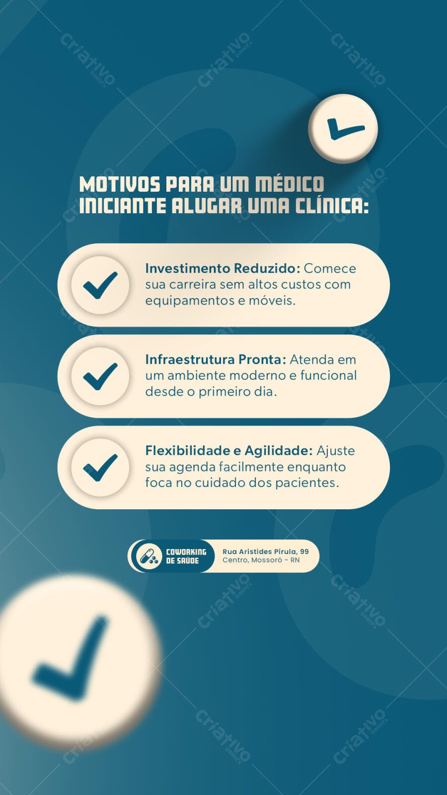 Infográfico Vantagens de Coworking Médico PSD Editável