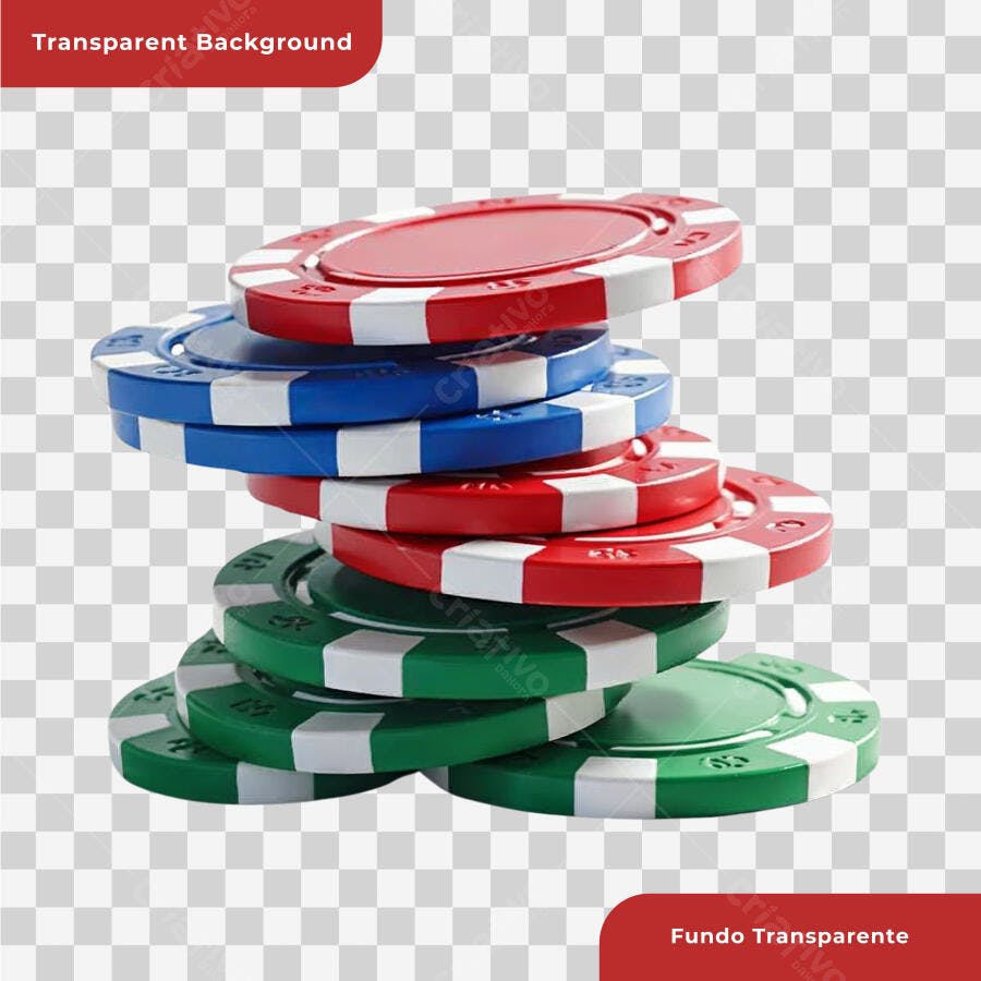 PNG Pilha de fichas de poker com fundo transparente