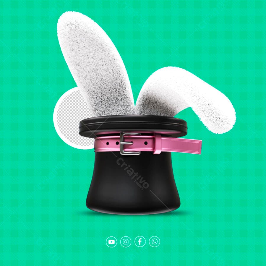 Selo 3D Páscoa Coelhinho Pelúcia Rosa e Preto