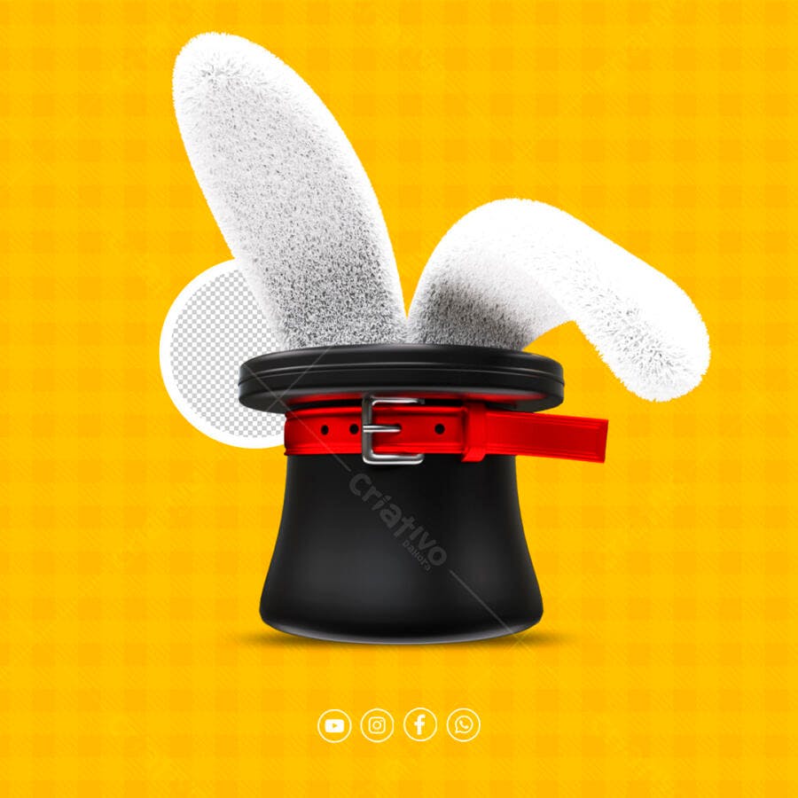 Selo 3D mágico coelho branco e preto