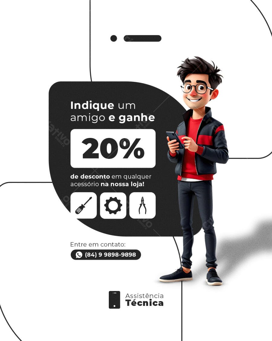 Post Promocional Indique um Amigo PSD Editável