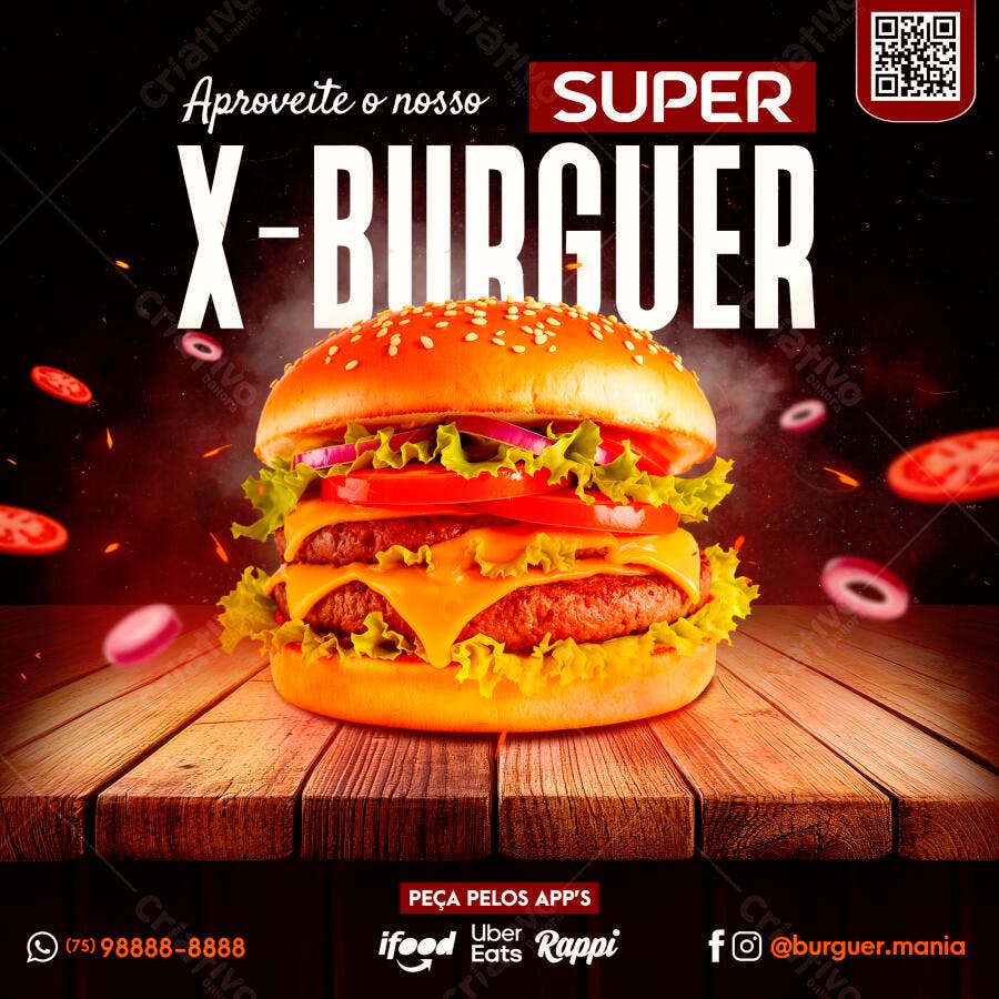 Flyer para Lançamento X-Burger PSD Editável