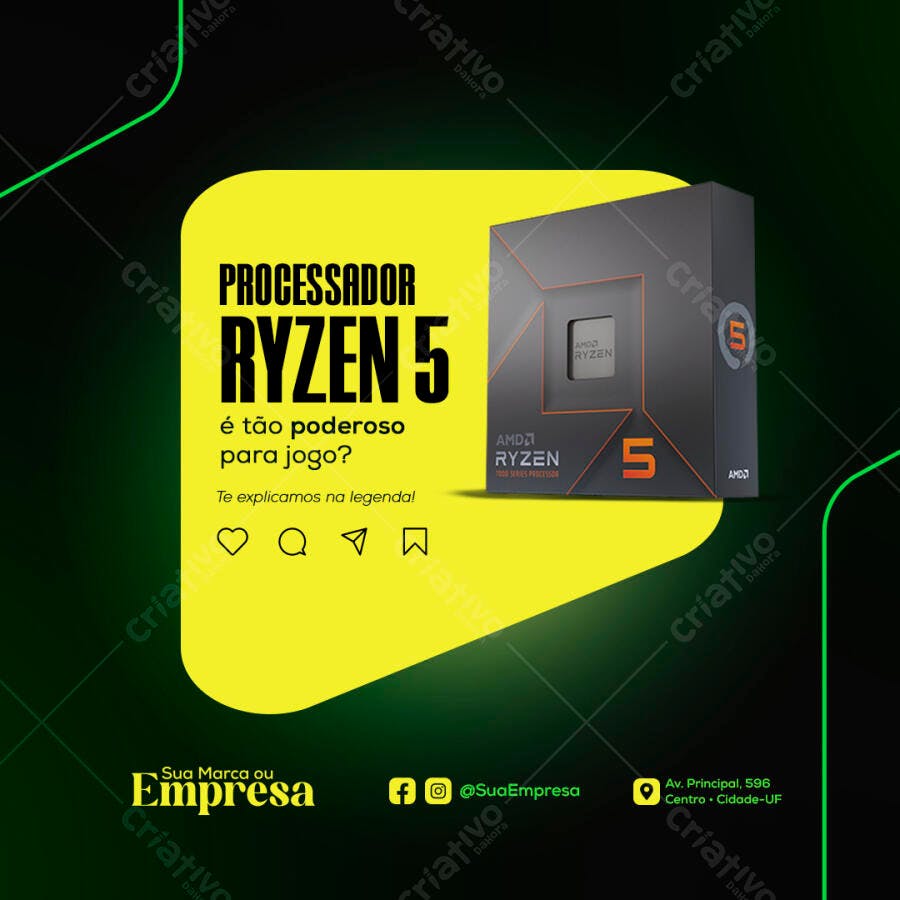 Postagem para Redes Sociais Ryzen 5 PSD Editável