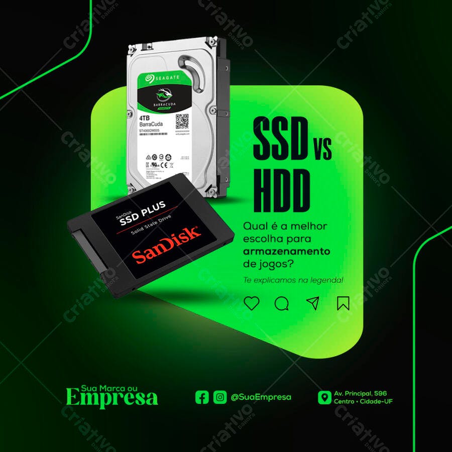 Flyer Comparativo SSD vs HDD PSD Editável
