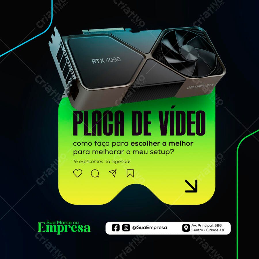 Post para Redes Sociais Placa de Vídeo RTX 4090 PSD Editável