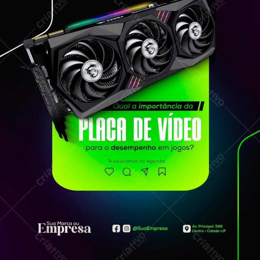 Flyer para divulgação de placa de vídeo PSD Editável