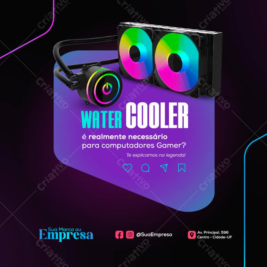 Flyer para Divulgação de Water Cooler Gamer PSD Editável