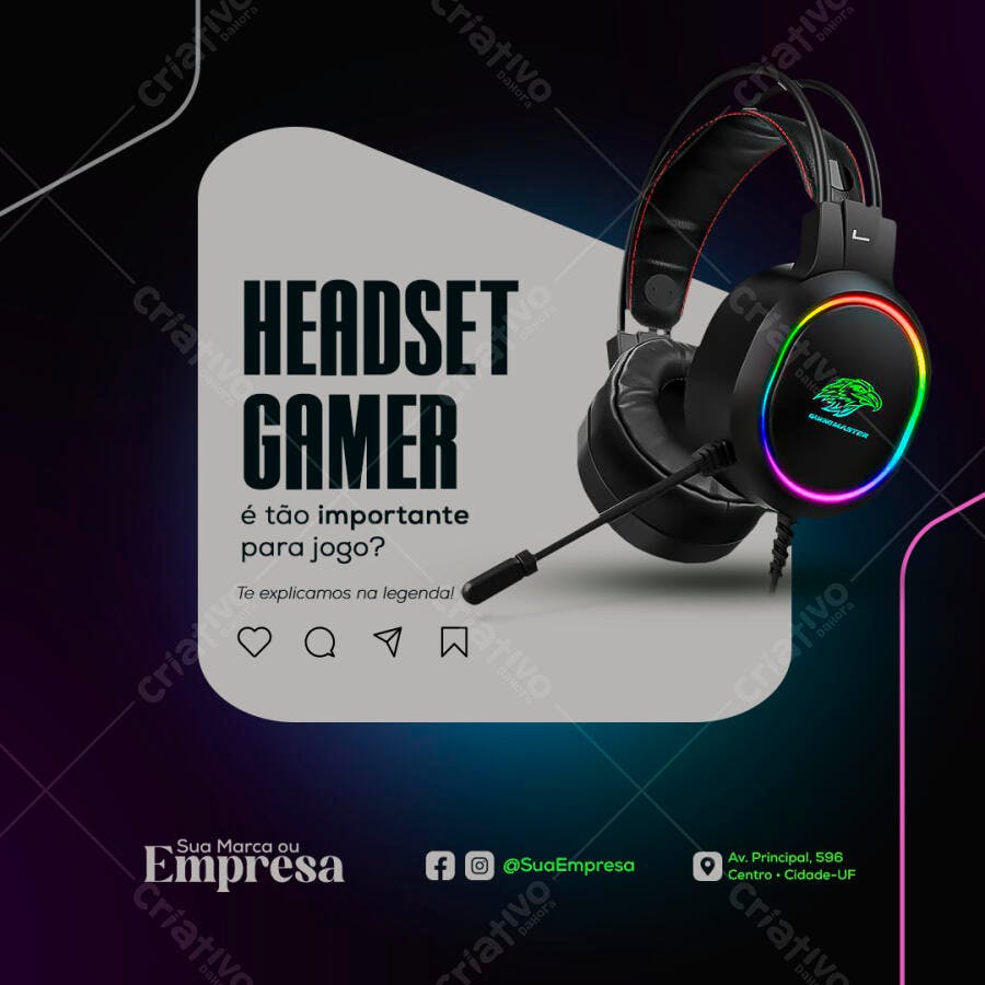 Postagem para Redes Sociais Headset Gamer PSD Editável