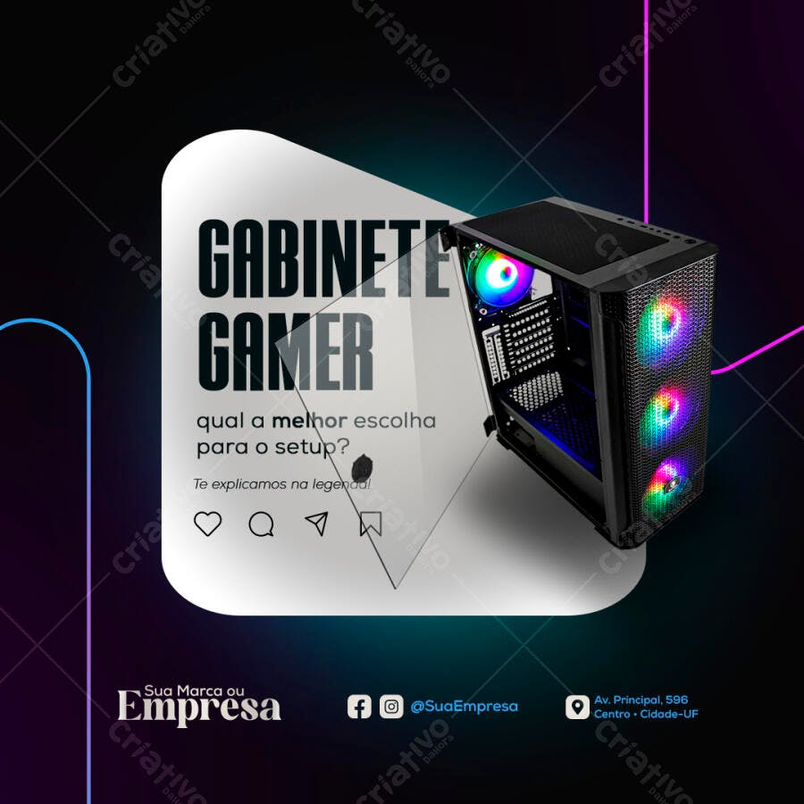 Post para Redes Sociais Gabinete Gamer PSD Editável