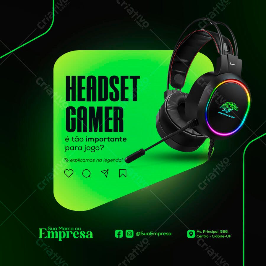 Postagem para Redes Sociais Headset Gamer PSD Editável