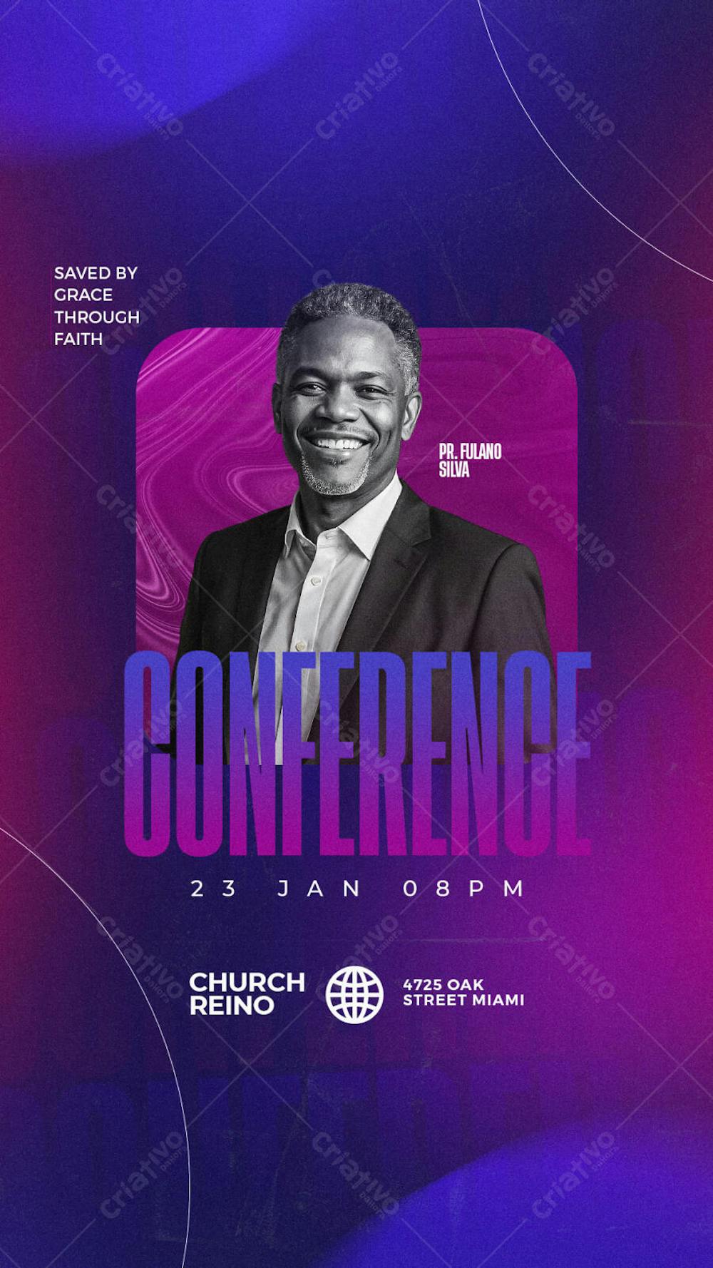 Psd Grátis flyer gospel Conference Story