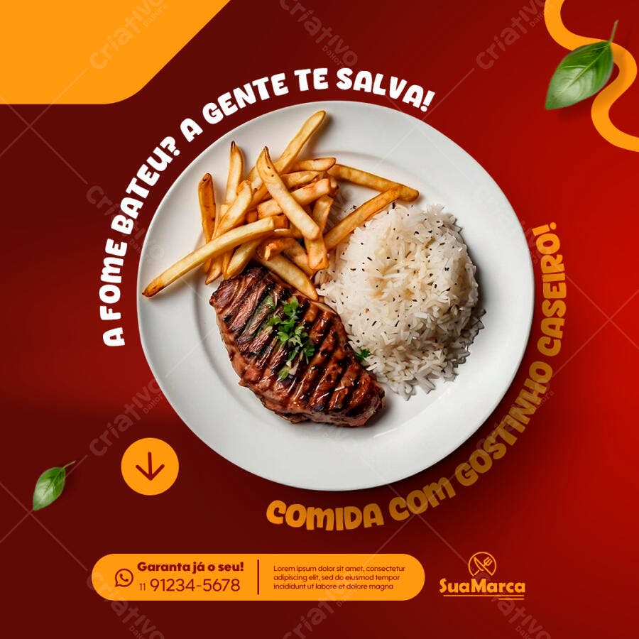 Post Instagram Comida Caseira PSD Editável