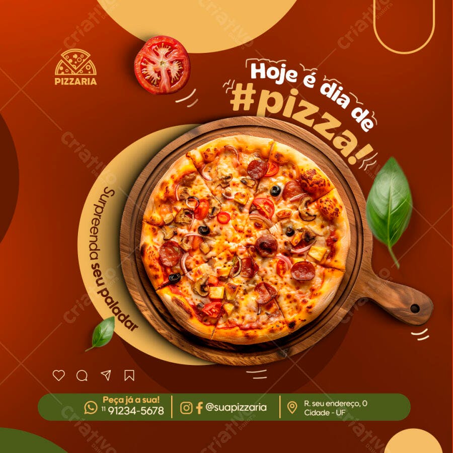 Post de Mídia Social para Pizzaria PSD Editável