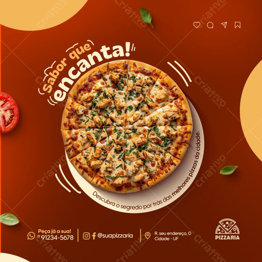Post de Pizza para Redes Sociais PSD Editável
