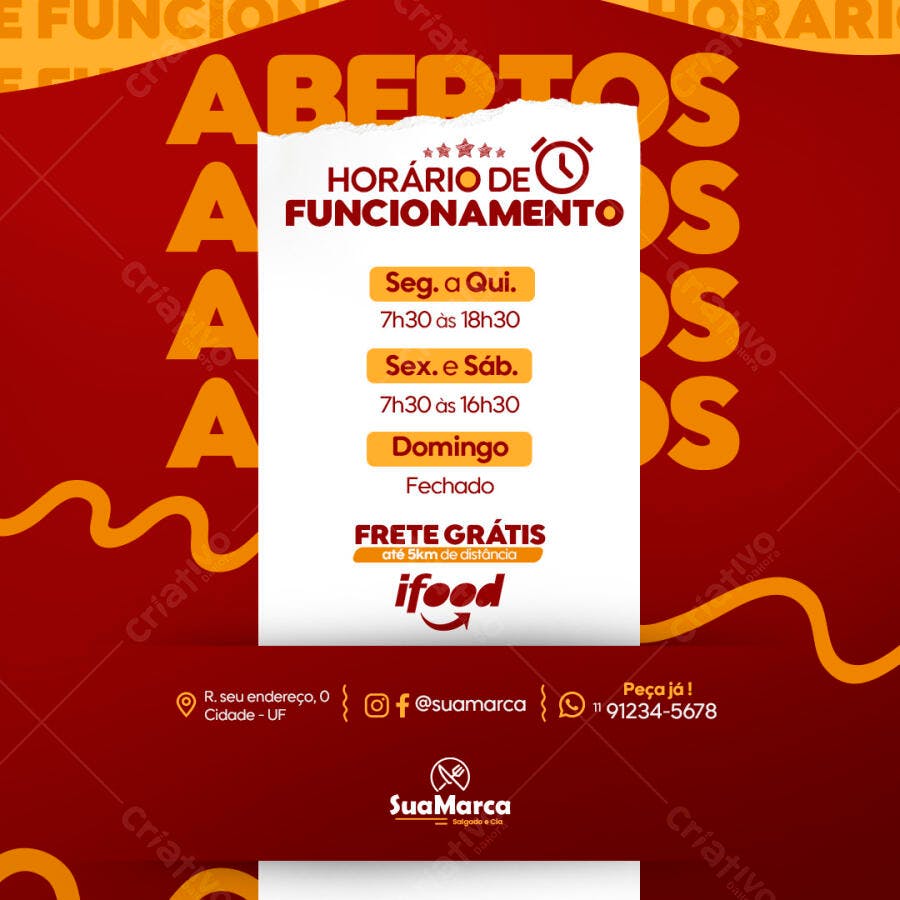 Flyer Horário de Funcionamento PSD Editável