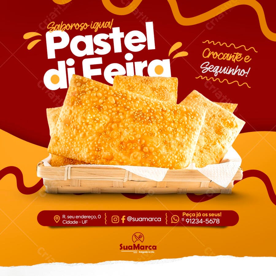 Flyer para Lanchonete Pastel de Feira PSD Editável