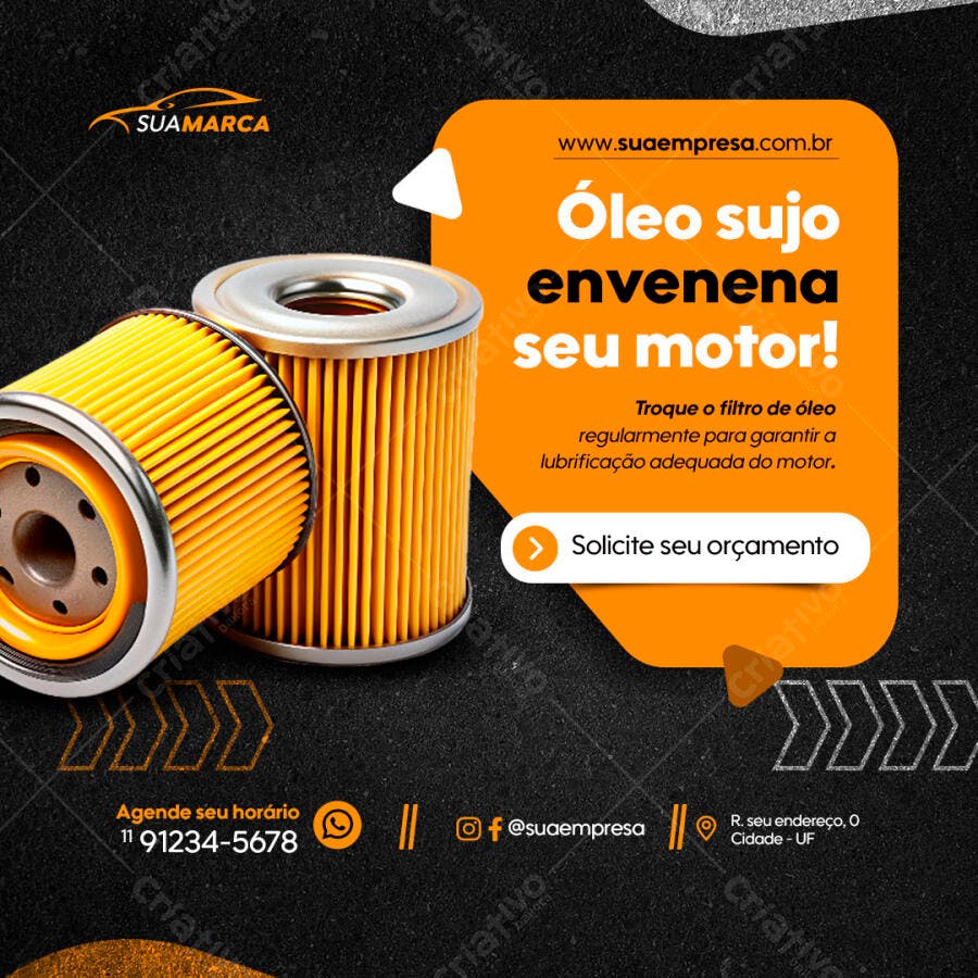 Postagem para Redes Sociais - Filtro de Óleo PSD Editável