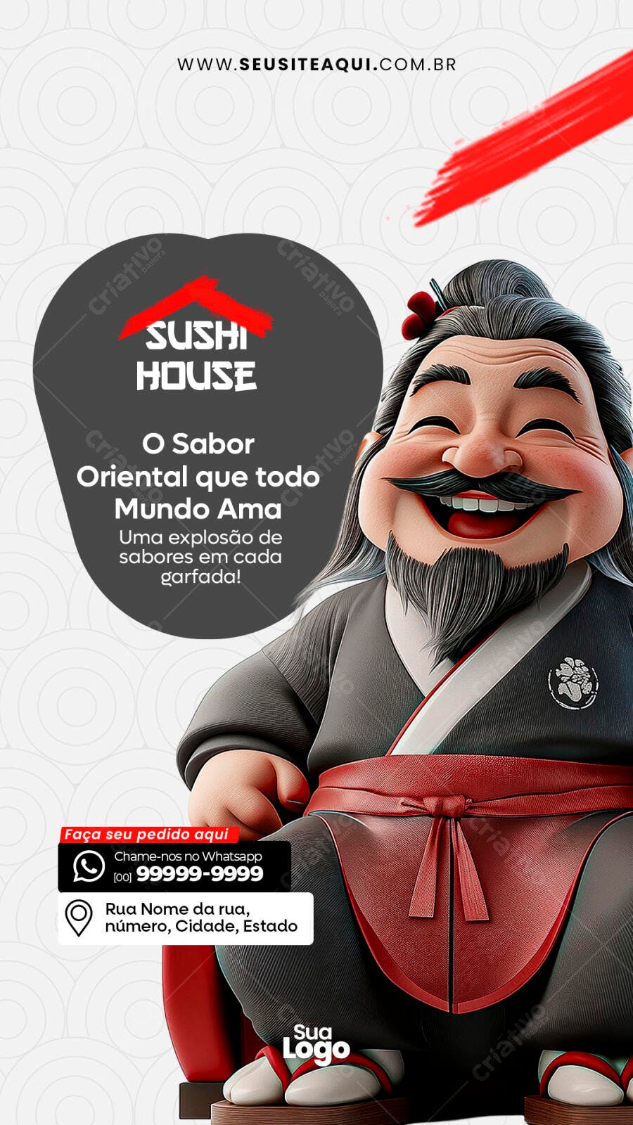 Flyer para Restaurante de Sushi PSD Editável