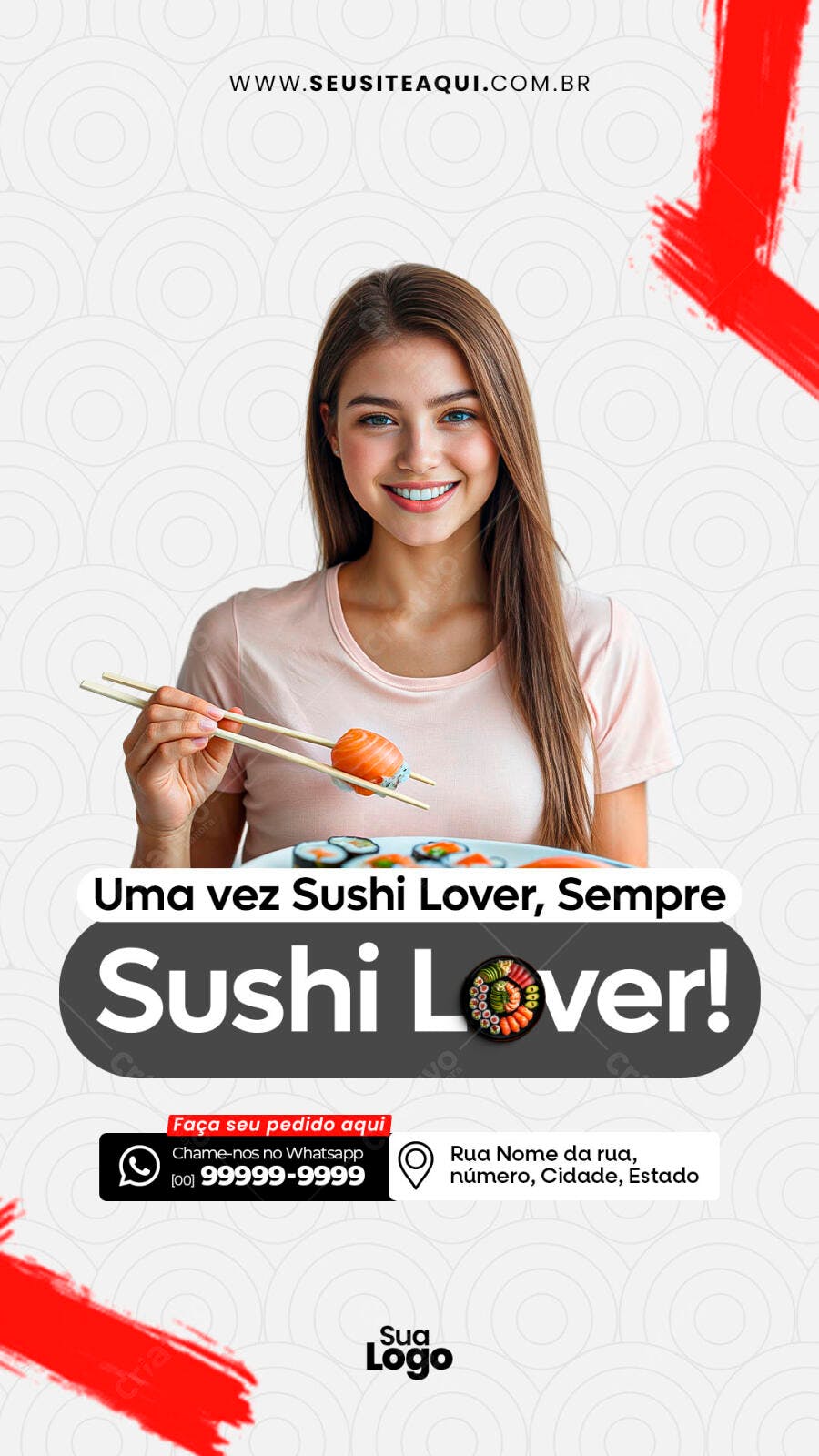 Flyer para Restaurante de Sushi PSD Editável