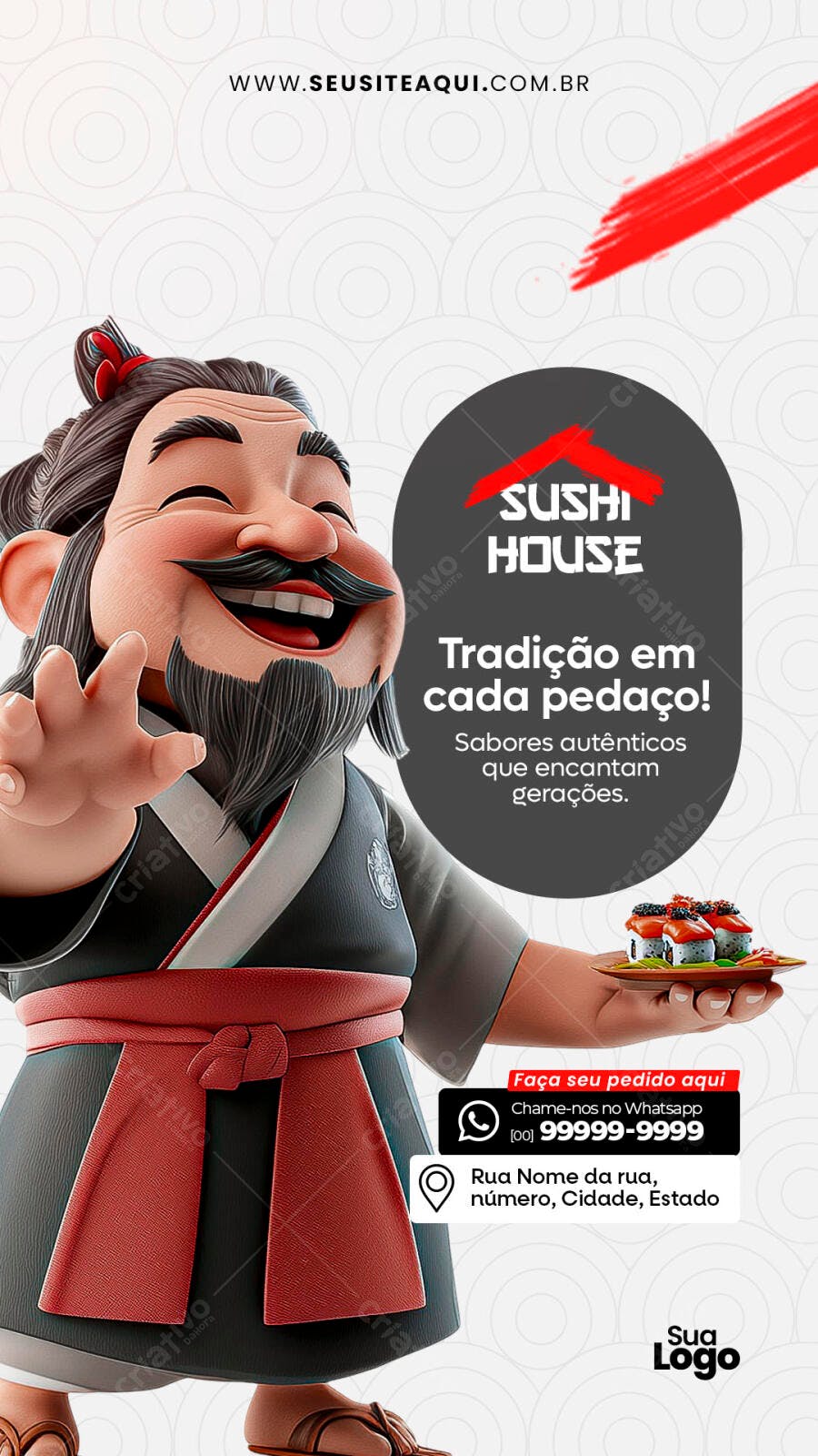 Flyer para Restaurante de Sushi PSD Editável