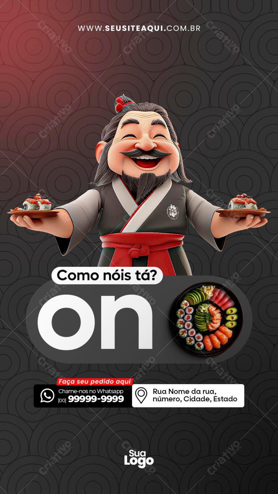 Flyer para Delivery de Sushi PSD Editável