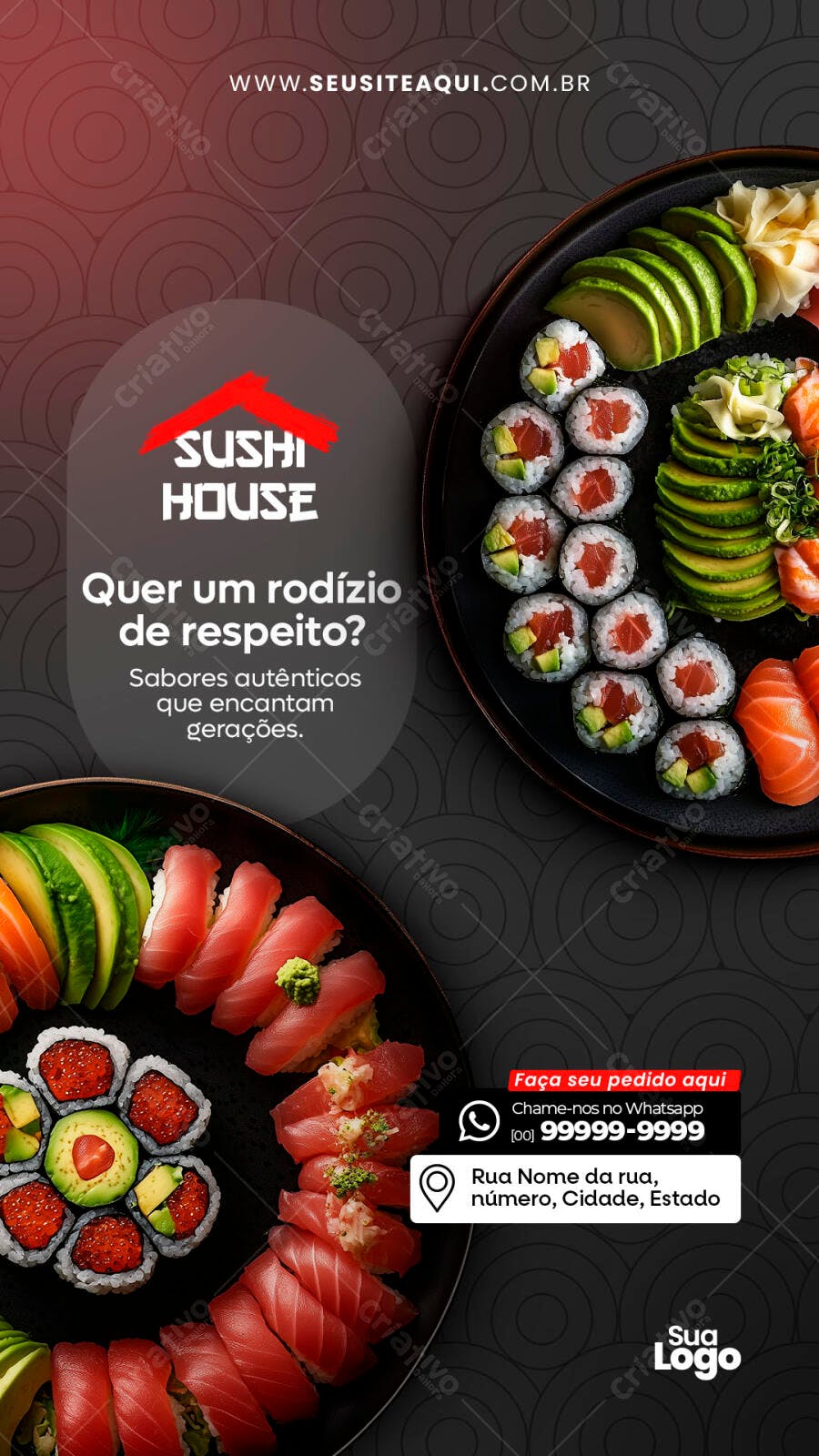 Flyer para Restaurante de Sushi PSD Editável